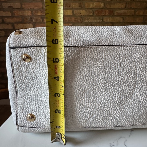 Michael Kors White Pebbled Leather with Gold Accents Satchel - Picture 13 of 16